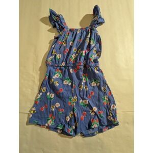 Old Navy Girls 5T Blue Sleeveless Romper Floral Bee Fruit Print